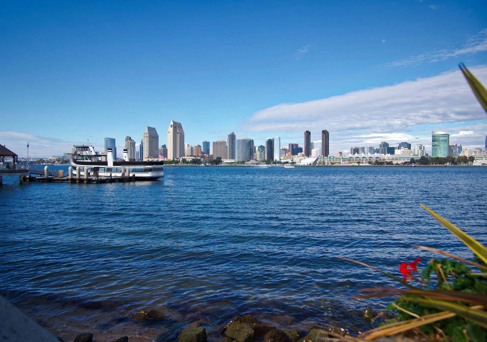 The San Diego skyline across the bay on a clear day